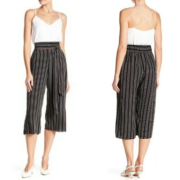 WEST KEI Tie Front Stripe Cropped Pants - Picture 3 of 13